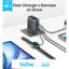 شارژر دیواری 140 وات 4 پورت انکر مدل B0DPKP7RD8 به همراه کابل USB-C به طول 1.5 متر