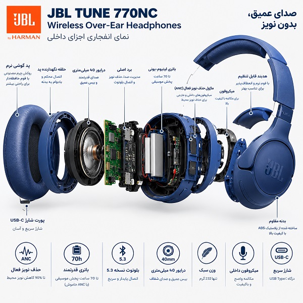 هدفون جی بی ال مدل JBL Tune 730BT هدفون جی بی ال مدل JBL Tune 730BT
